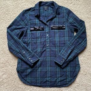 J Crew plaid long sleeve button up blouse size 8